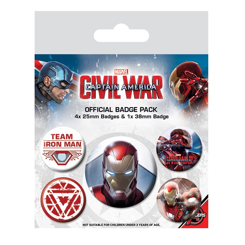 Civil War - Iron Man odznaky (5ks)