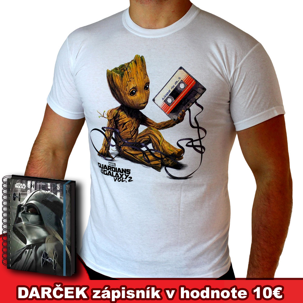 Strážcovia Galaxie - Groot a kazeta unisex tričko