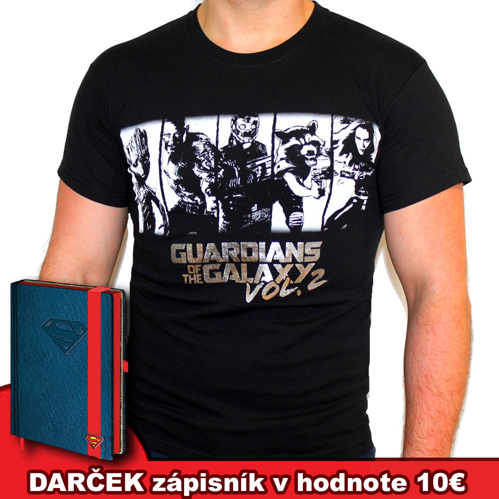Strážcovia Galaxie - Hrdinovia, čierne pánske tričko so strieborným nápisom